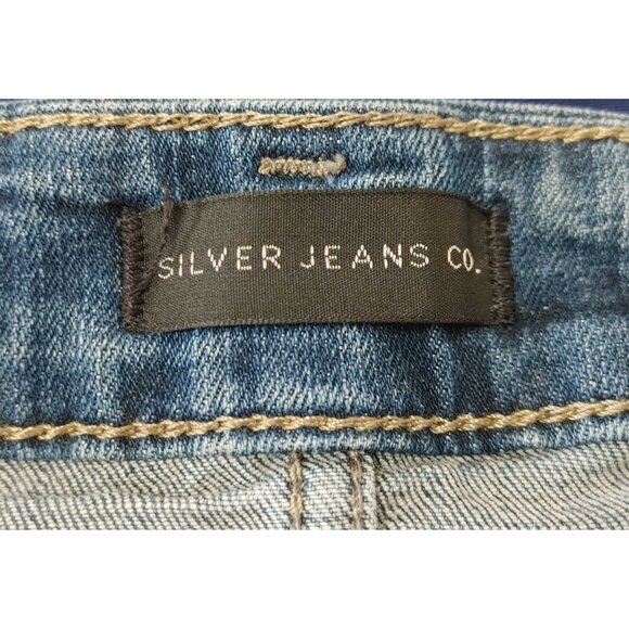 Silver Jeans Elyse Straight Leg Womens Size 20 Medium Wash Stretch Distressed - Picture 3 of 4